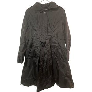 J.Jill Black Women’s Tie Waist Parka Hooded Raincoat Jacket Size XS
